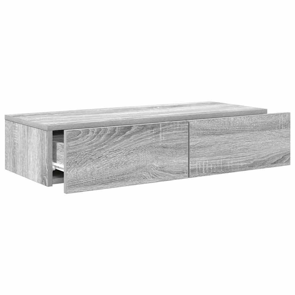 Wandregal mit Schubladen Grau Sonoma 80x33x17 cm Holzwerkstoff