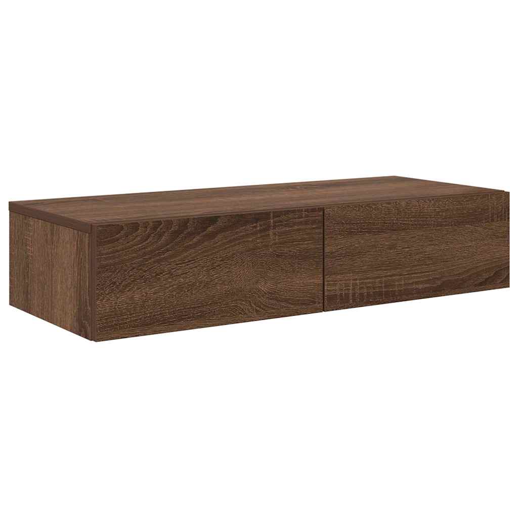 Wandregal mit Schubladen Braun Eiche 80x33x17 cm Holzwerkstoff