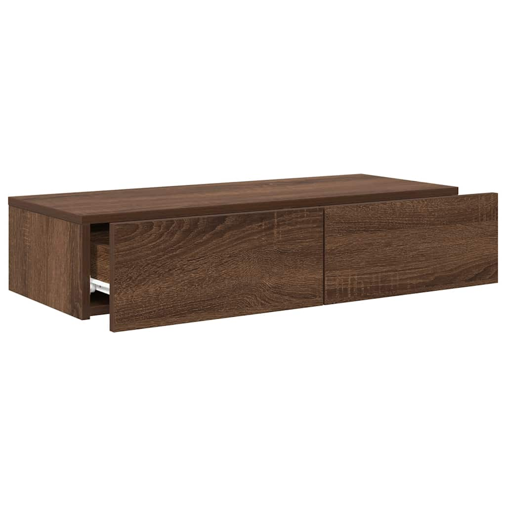 Wandregal mit Schubladen Braun Eiche 80x33x17 cm Holzwerkstoff