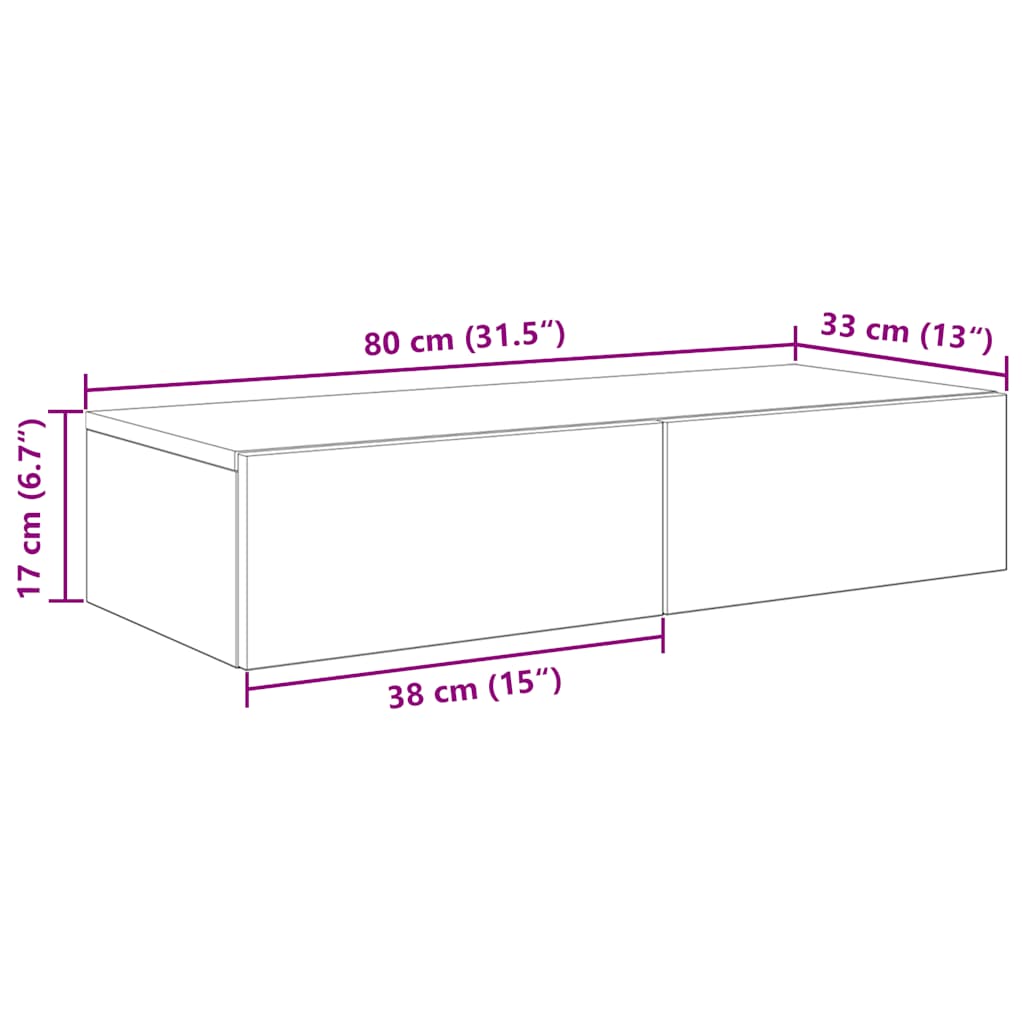 Wandregal mit Schubladen Artisan-Eiche 80x33x17cm Holzwerkstoff