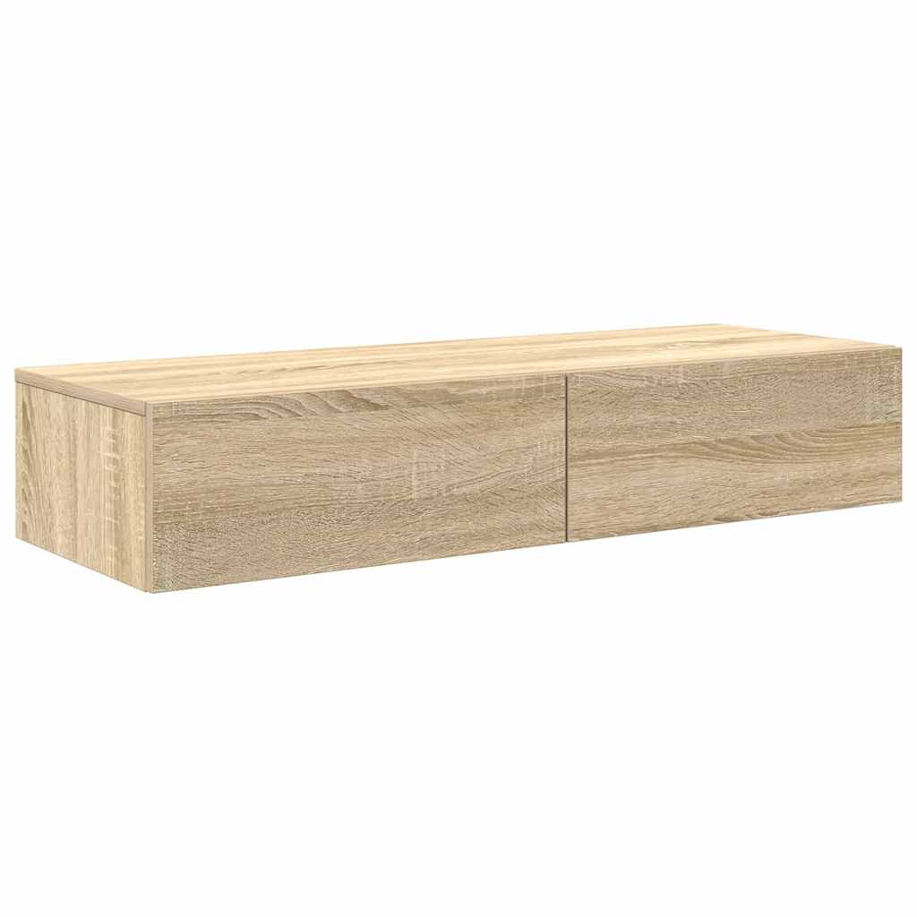 Wandregal mit Schubladen Sonoma-Eiche 100x36x19cm Holzwerkstoff