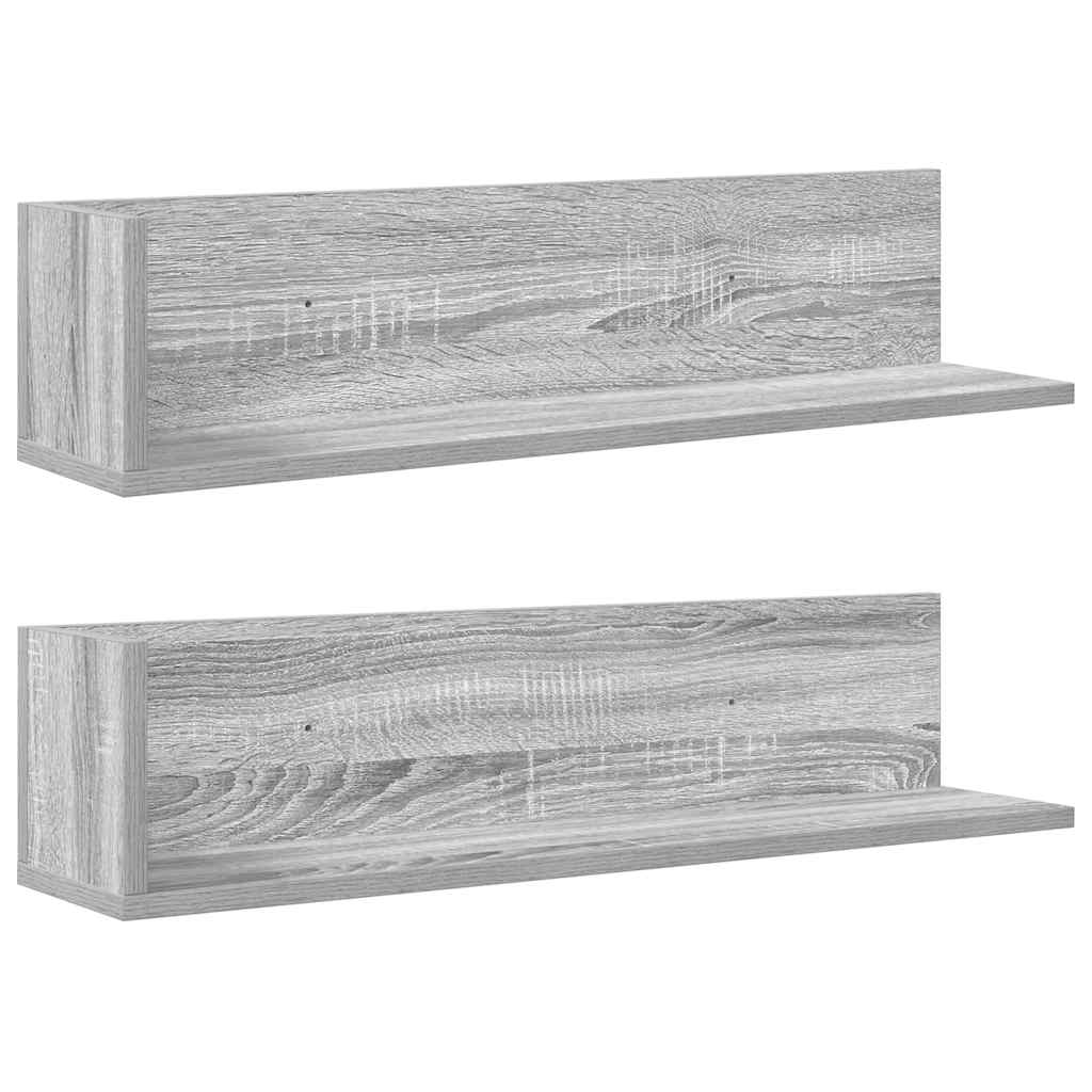 Wandregale 2 Stk. Grau Sonoma 75x16,5x16,5 cm Holzwerkstoff