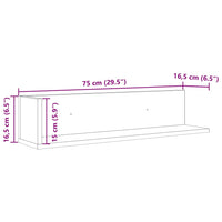 Thumbnail for Wandregale 2 Stk. Braun Eiche 75x16,5x16,5 cm Holzwerkstoff