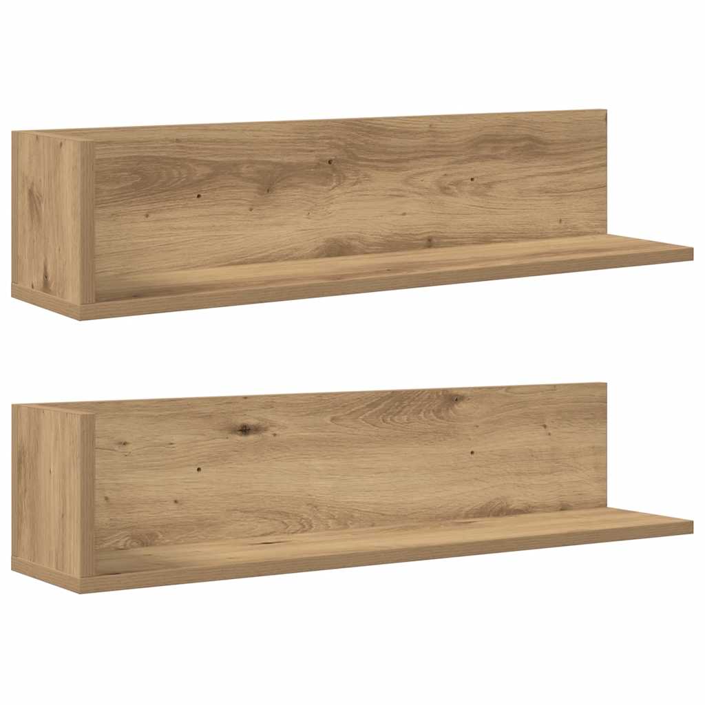 Wandregale 2 Stk. Artisan-Eiche 75x16,5x16,5 cm Holzwerkstoff