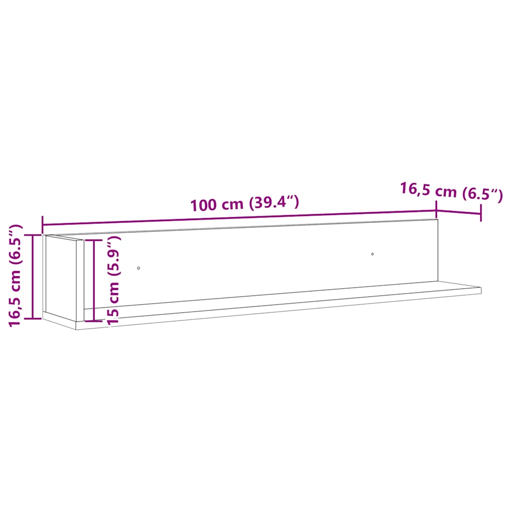 Wandregale 2 Stk. Weiß 100x16,5x16,5 cm Holzwerkstoff