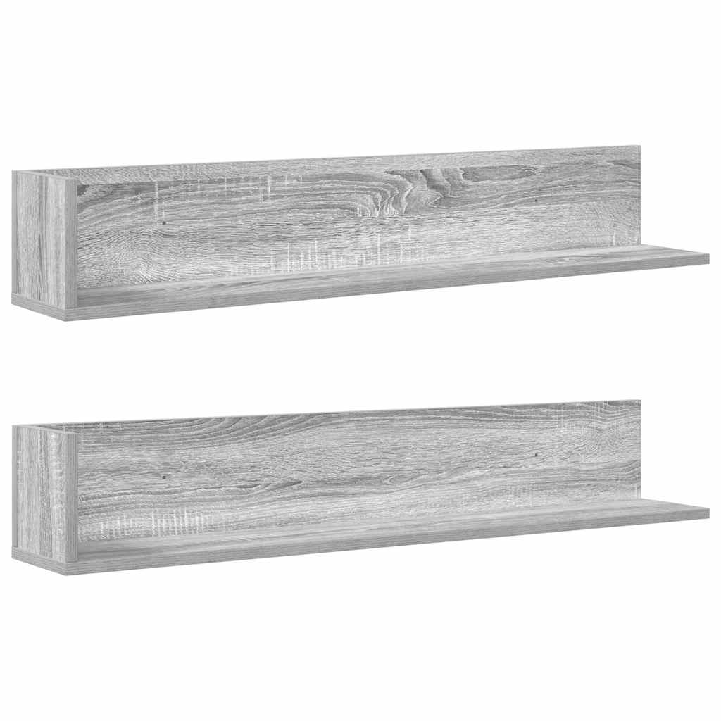 Wandregale 2 Stk. Grau Sonoma 100x16,5x16,5 cm Holzwerkstoff