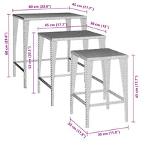 Thumbnail for Garten-Satztische 3 Stk. Braun Poly Rattan
