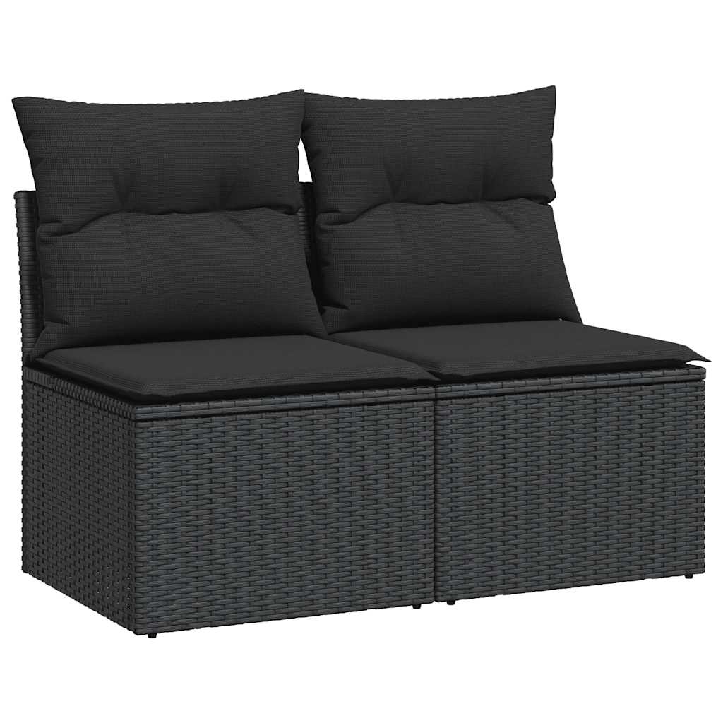4-tlg. Garten-Sofagarnitur mit Kissen Schwarz Poly Rattan