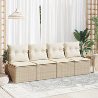 Thumbnail for 4-tlg. Garten-Sofagarnitur mit Kissen Beige Poly Rattan Akazie