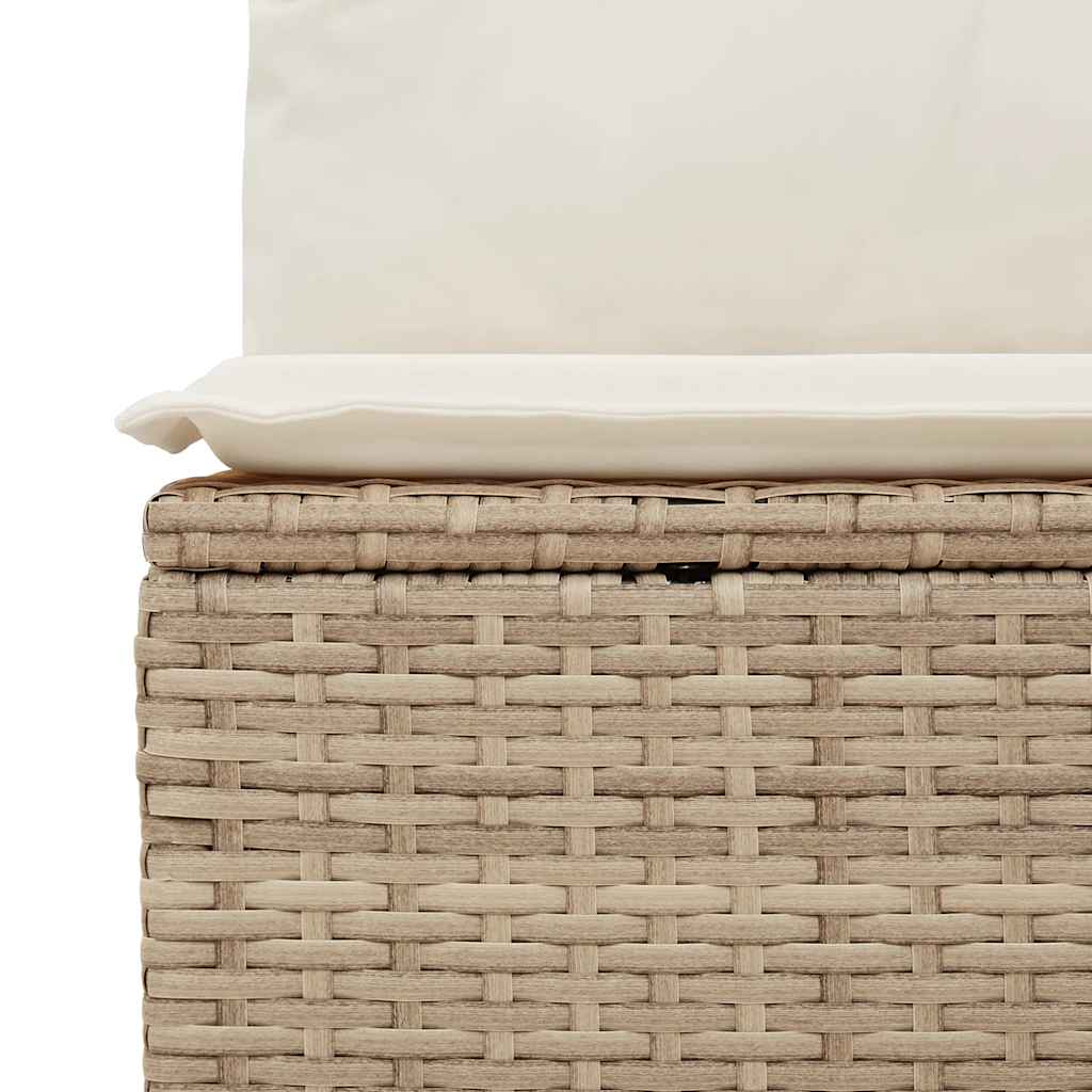 4-tlg. Garten-Sofagarnitur mit Kissen Beige Poly Rattan Akazie