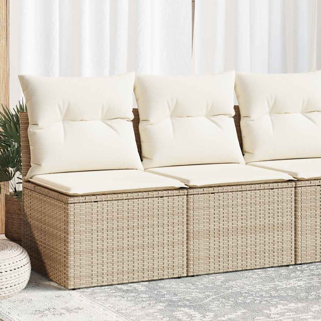 4-tlg. Garten-Sofagarnitur mit Kissen Beige Poly Rattan Akazie