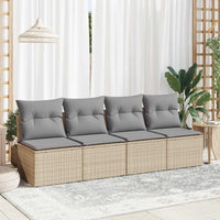 Thumbnail for 4-tlg. Garten-Sofagarnitur mit Kissen Beige Poly Rattan Akazie