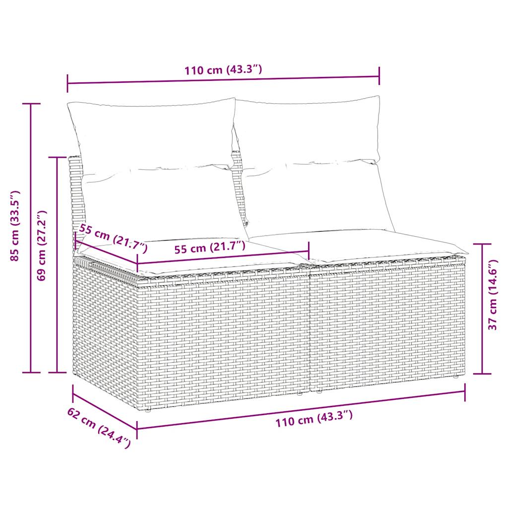 4-tlg. Garten-Sofagarnitur mit Kissen Beige Poly Rattan Akazie