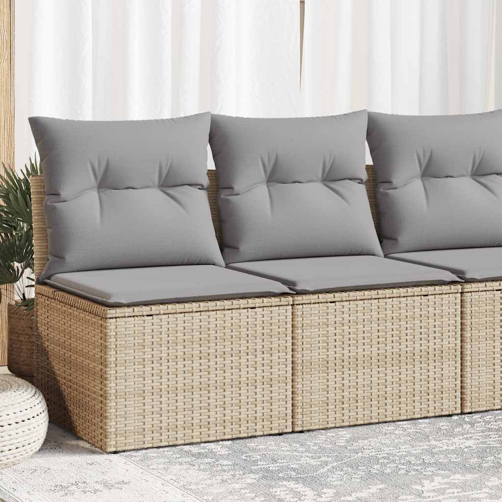4-tlg. Garten-Sofagarnitur mit Kissen Beige Poly Rattan Akazie