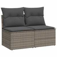 Thumbnail for 4-tlg. Garten-Sofagarnitur mit Kissen Grau Poly Rattan Akazie