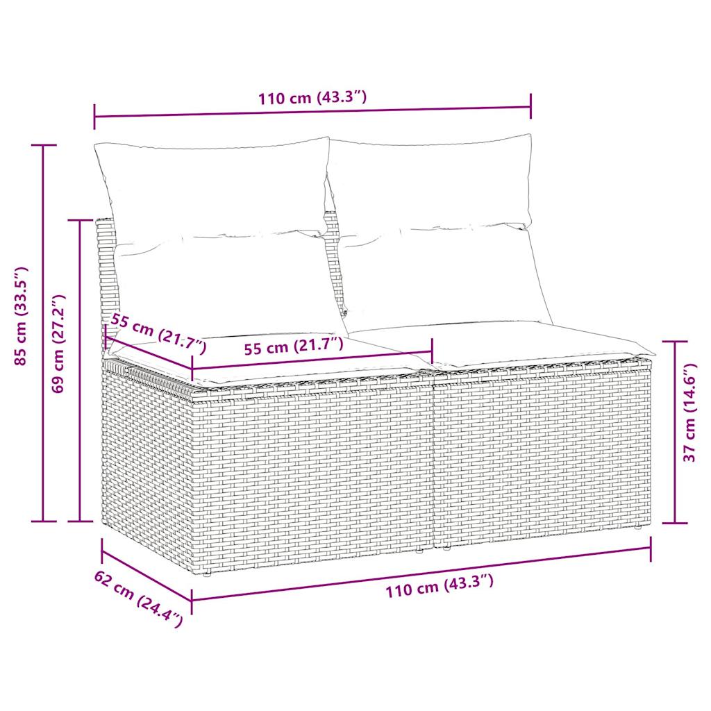 4-tlg. Garten-Sofagarnitur mit Kissen Grau Poly Rattan Akazie