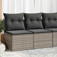 Thumbnail for 4-tlg. Garten-Sofagarnitur mit Kissen Grau Poly Rattan Akazie