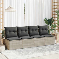 Thumbnail for 4-tlg. Garten-Sofagarnitur mit Kissen Hellgrau Poly Rattan