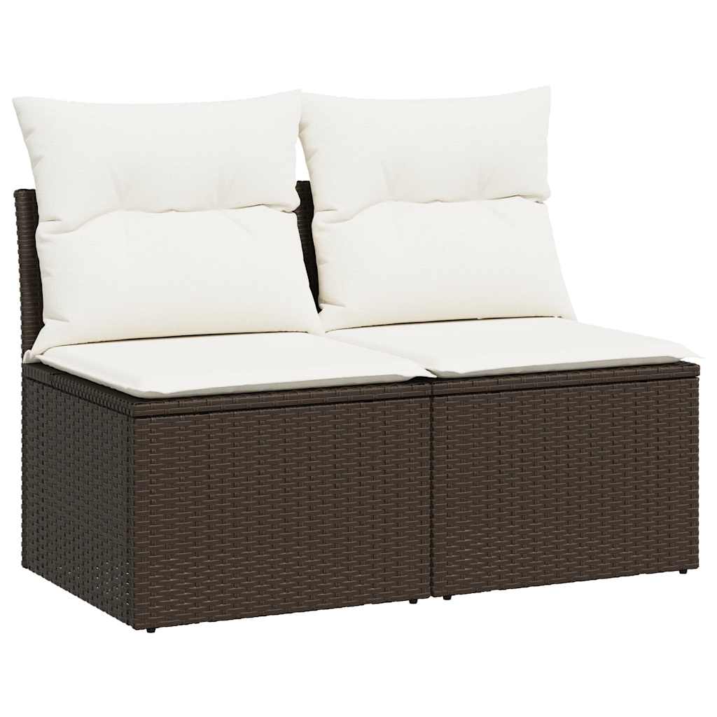 4-tlg. Garten-Sofagarnitur mit Kissen Braun Poly Rattan Akazie