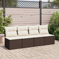Thumbnail for 4-tlg. Garten-Sofagarnitur mit Kissen Braun Poly Rattan Akazie