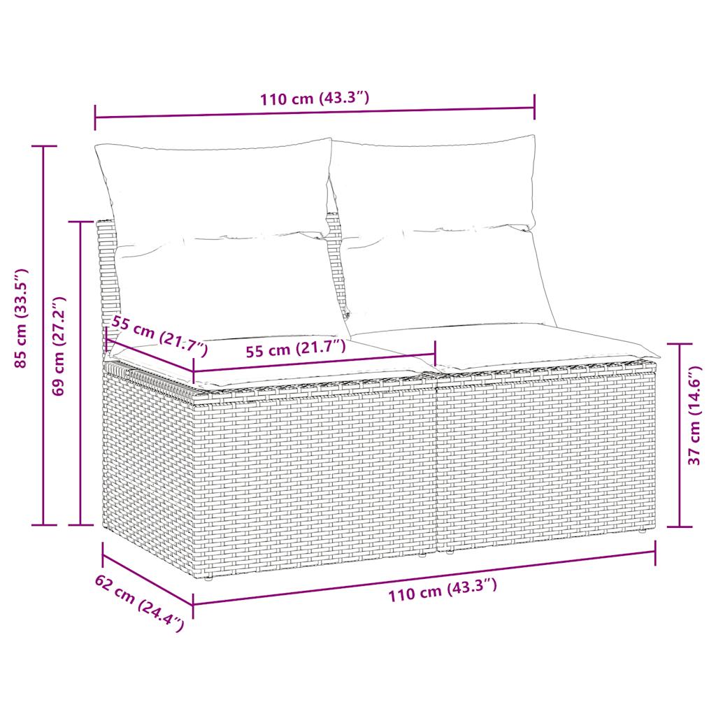 4-tlg. Garten-Sofagarnitur mit Kissen Braun Poly Rattan Akazie