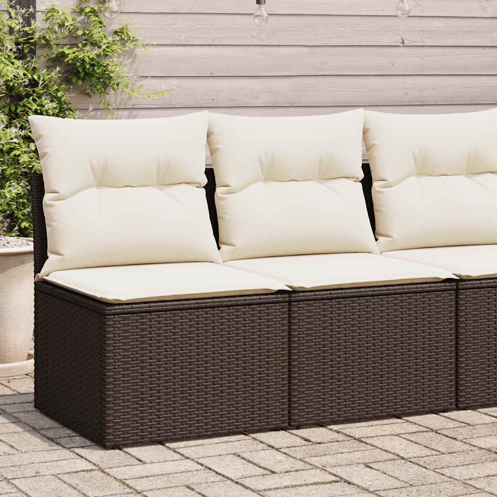 4-tlg. Garten-Sofagarnitur mit Kissen Braun Poly Rattan Akazie