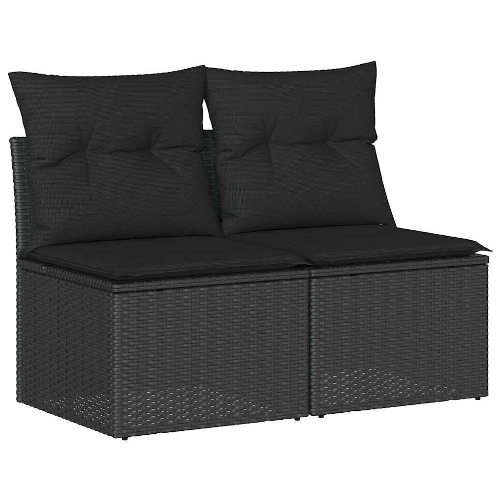 4-tlg. Garten-Sofagarnitur mit Kissen Schwarz Poly Rattan