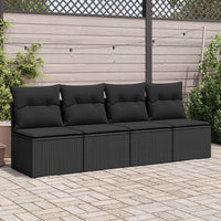 Thumbnail for 4-tlg. Garten-Sofagarnitur mit Kissen Schwarz Poly Rattan