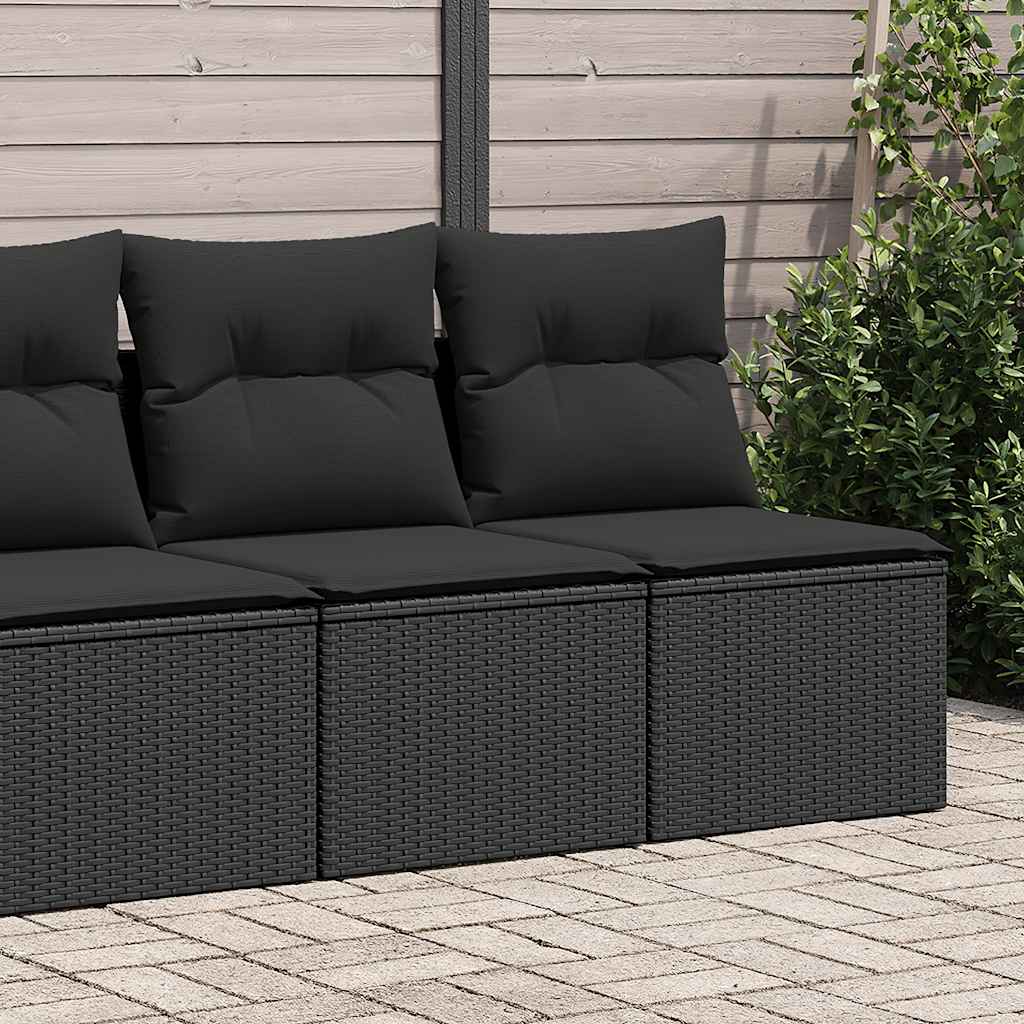 4-tlg. Garten-Sofagarnitur mit Kissen Schwarz Poly Rattan