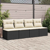Thumbnail for 4-tlg. Garten-Sofagarnitur mit Kissen Schwarz Poly Rattan