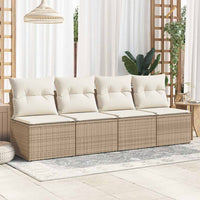 Thumbnail for 4-tlg. Garten-Sofagarnitur mit Kissen Beige Poly Rattan Akazie