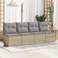 Thumbnail for 4-tlg. Garten-Sofagarnitur mit Kissen Beige Poly Rattan Akazie