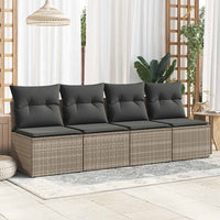 Thumbnail for 4-tlg. Garten-Sofagarnitur mit Kissen Grau Poly Rattan Akazie