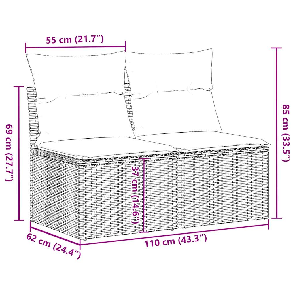 4-tlg. Garten-Sofagarnitur mit Kissen Grau Poly Rattan Akazie