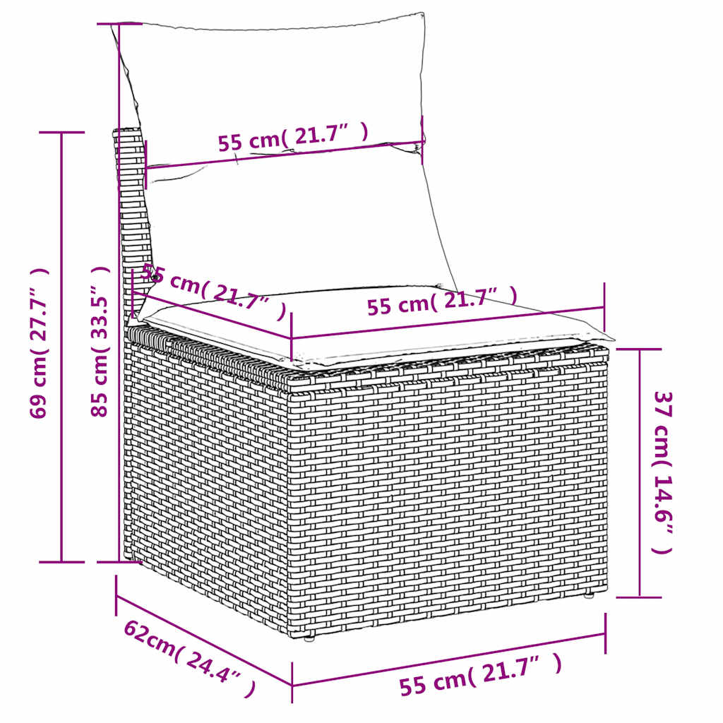 4-tlg. Garten-Sofagarnitur mit Kissen Grau Poly Rattan Akazie