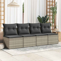Thumbnail for 4-tlg. Garten-Sofagarnitur mit Kissen Hellgrau Poly Rattan