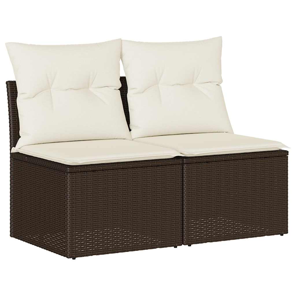 4-tlg. Garten-Sofagarnitur mit Kissen Braun Poly Rattan Akazie