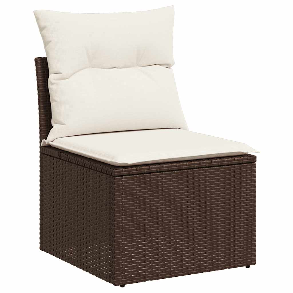4-tlg. Garten-Sofagarnitur mit Kissen Braun Poly Rattan Akazie