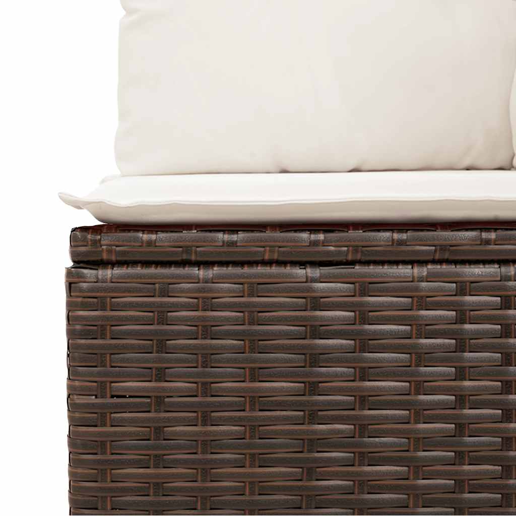 4-tlg. Garten-Sofagarnitur mit Kissen Braun Poly Rattan Akazie