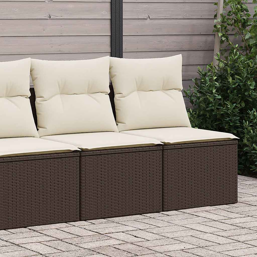 4-tlg. Garten-Sofagarnitur mit Kissen Braun Poly Rattan Akazie