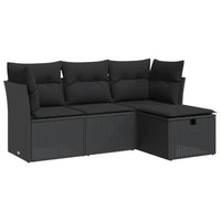 Thumbnail for 4-tlg. Garten-Sofagarnitur mit Kissen Schwarz Poly Rattan