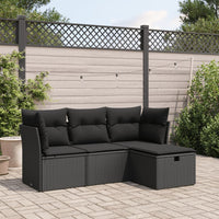 Thumbnail for 4-tlg. Garten-Sofagarnitur mit Kissen Schwarz Poly Rattan