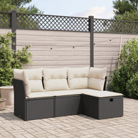 Thumbnail for 4-tlg. Garten-Sofagarnitur mit Kissen Schwarz Poly Rattan