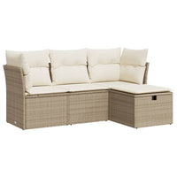 Thumbnail for 4-tlg. Garten-Sofagarnitur mit Kissen Beige Poly Rattan