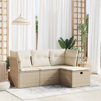 Thumbnail for 4-tlg. Garten-Sofagarnitur mit Kissen Beige Poly Rattan