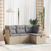 Thumbnail for 4-tlg. Garten-Sofagarnitur mit Kissen Beige Poly Rattan