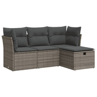 Thumbnail for 4-tlg. Garten-Sofagarnitur mit Kissen Grau Poly Rattan