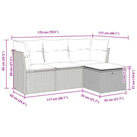 Thumbnail for 4-tlg. Garten-Sofagarnitur mit Kissen Grau Poly Rattan