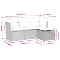 Thumbnail for 4-tlg. Garten-Sofagarnitur mit Kissen Hellgrau Poly Rattan
