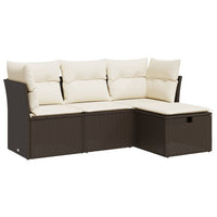 Thumbnail for 4-tlg. Garten-Sofagarnitur mit Kissen Braun Poly Rattan